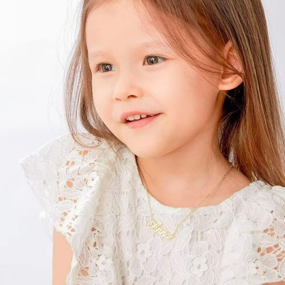 Custom Name Necklace Personalized, 14K Gold Plated Personalized Name Necklace Wh - Picture 5 of 7